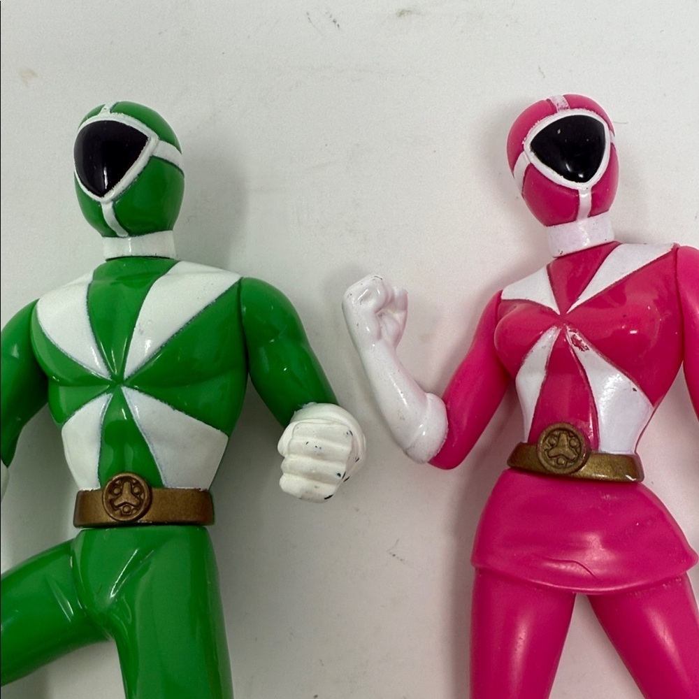 McDonald’s Toys Power Rangers 4 “ Pink Rescue Ranger & Green Lightspeed Rescue - Picture 3 of 5
